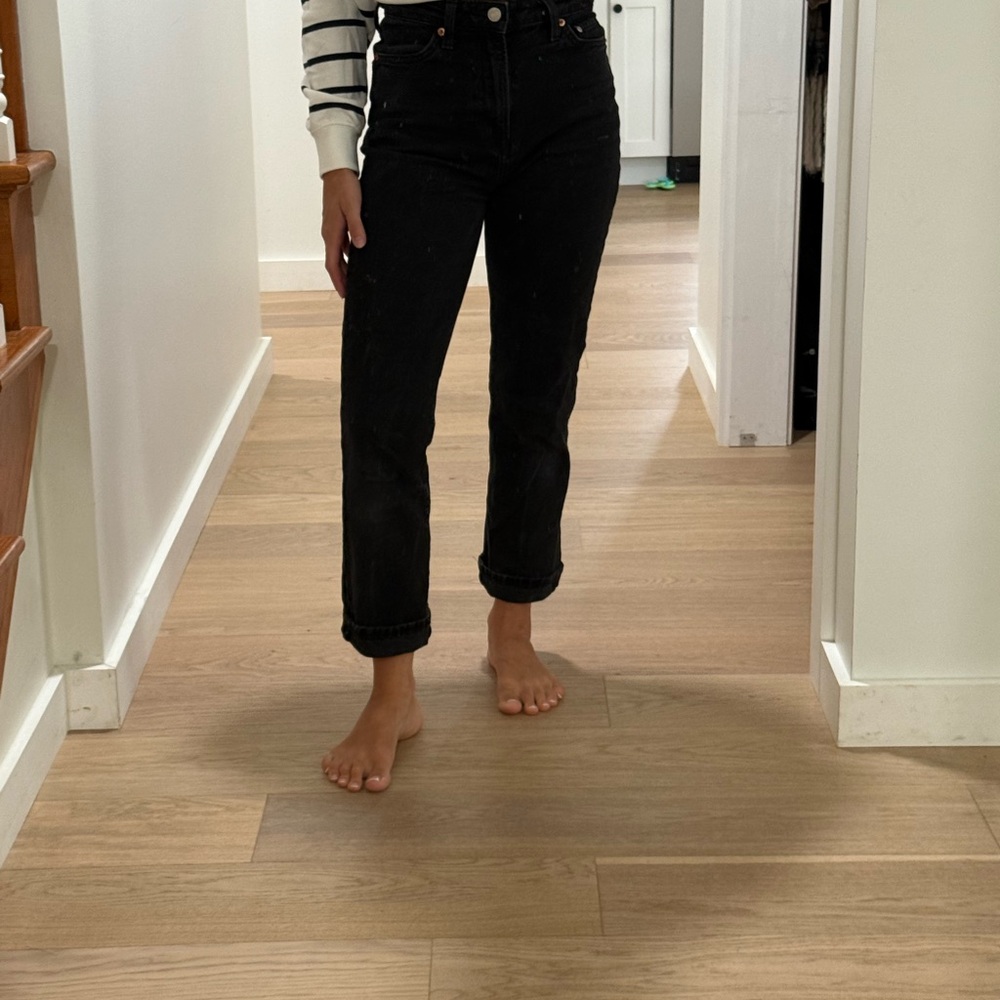 Black denim mom jeans